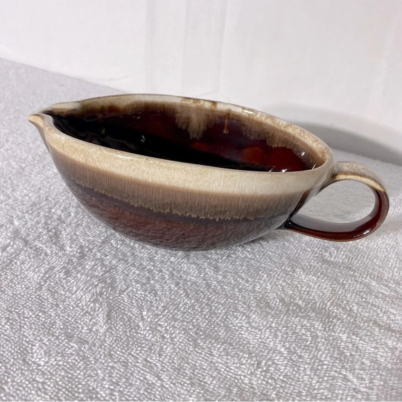 Vintage McCoy Pottery USA Ceramic Brown Drip Gravy Boat  7128 - Picture 1 of 16